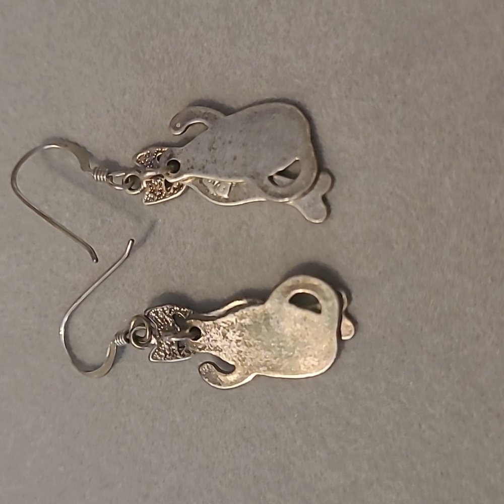 925 Sterling Silver Articulated Cat Dangle Earrings - 1970s Vintage Folk Art - Picture 9 of 12